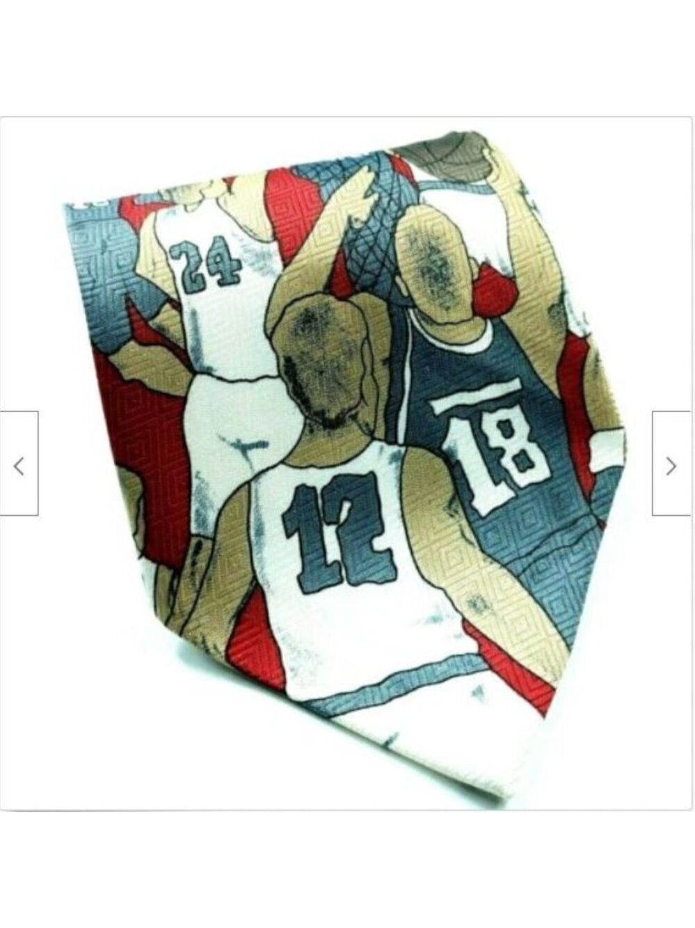 Basketball Players Shooting Hoops Tie Blue Red Polyester